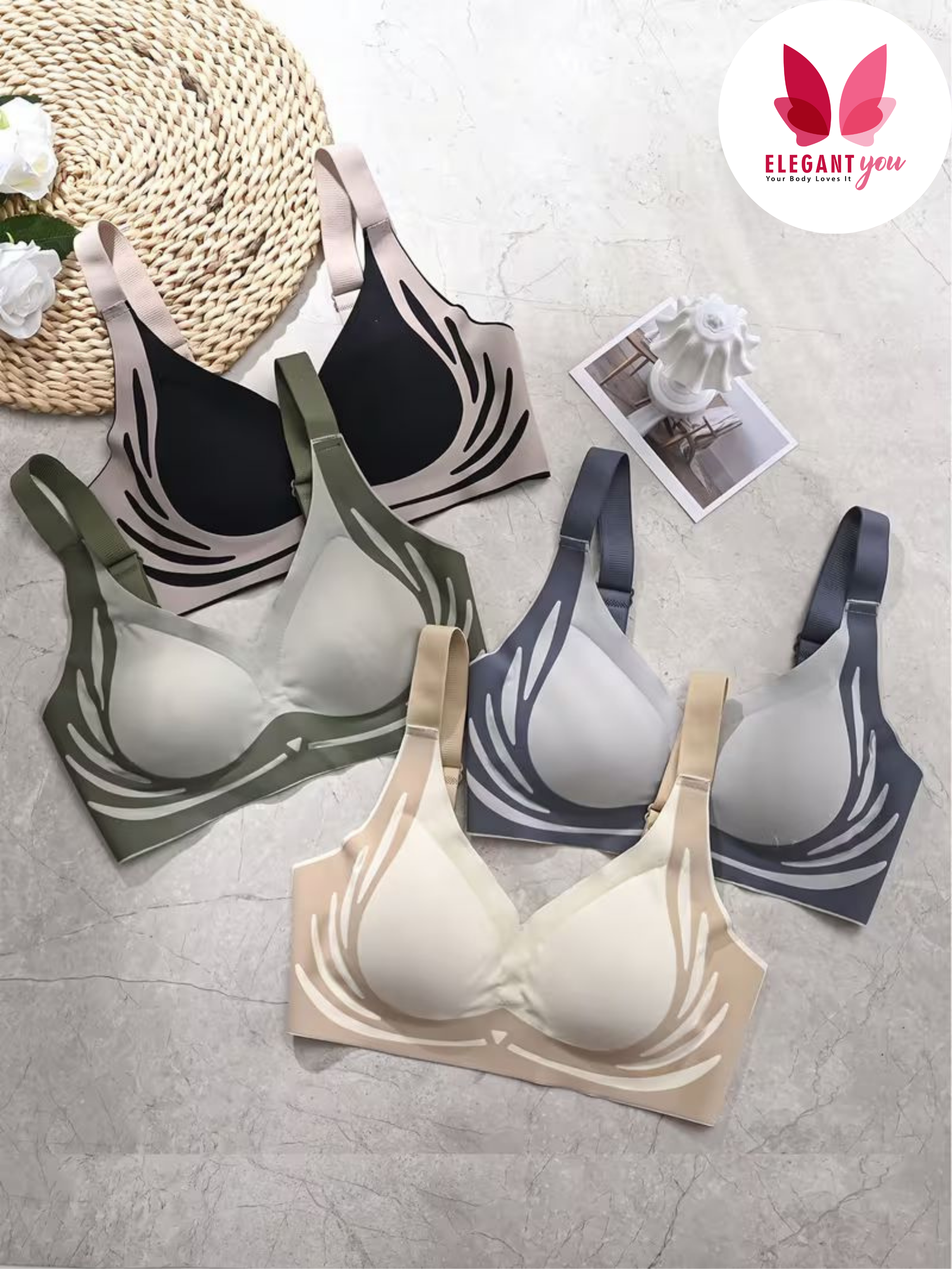 (32-44)size No Rash Seamless Breathable Wireless Push-up Uplift Sports Bra ( 053)
