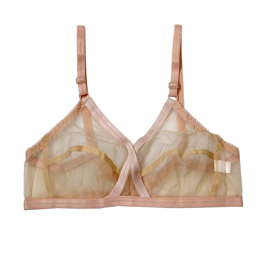 Flourish Non-Padded & Non-Wired Cotton Full Cover Full Net Transparent Bra
