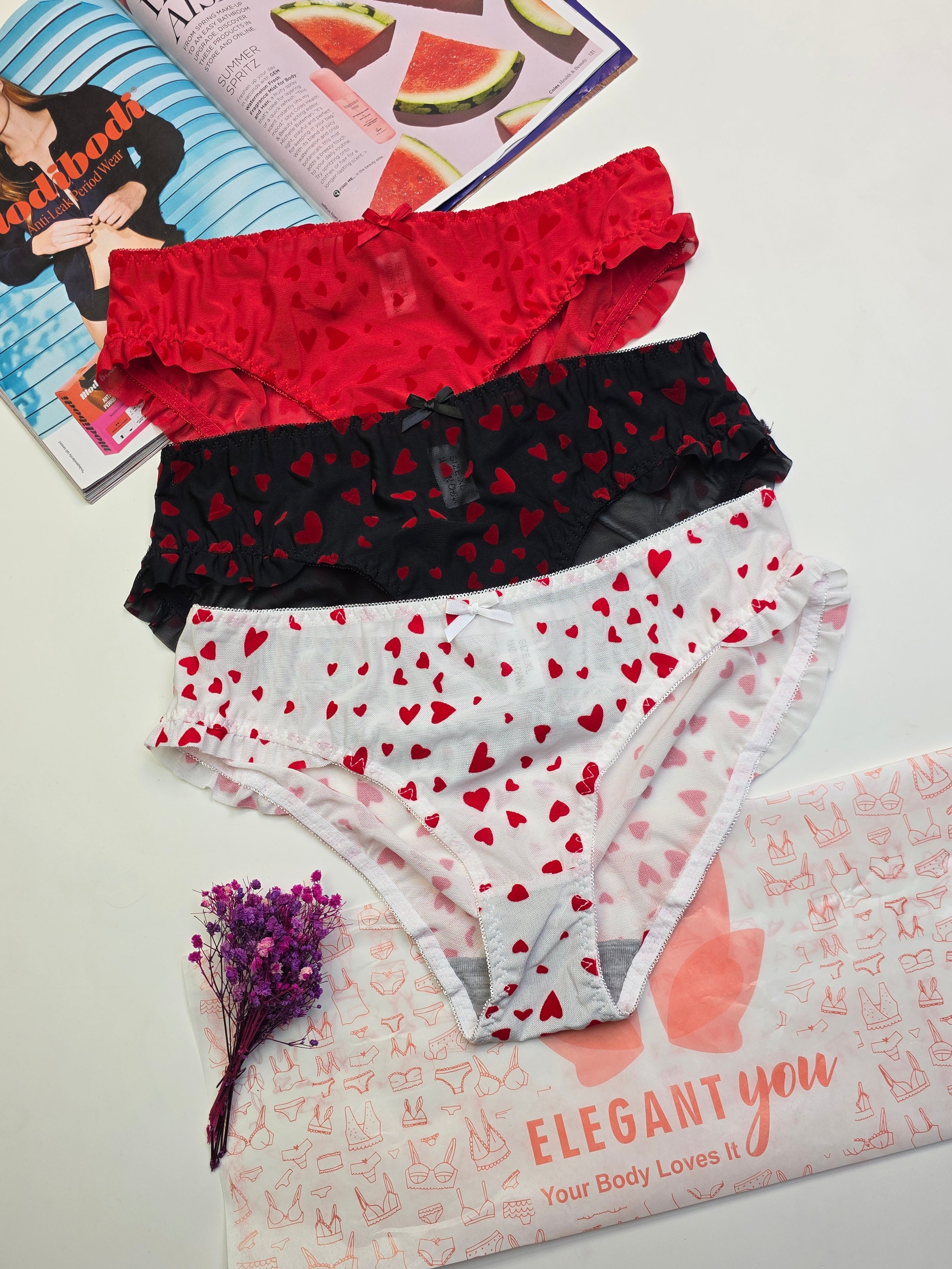 (36-42)C Lacy Heart Deisgn Bra Panty Set (169)